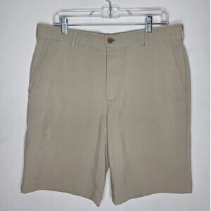 Izod light khaki tan flat front golf athletic shorts - 34